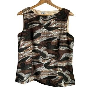 Jacobson’s Petite Vintage 90s Silk Animal Print Top 12P